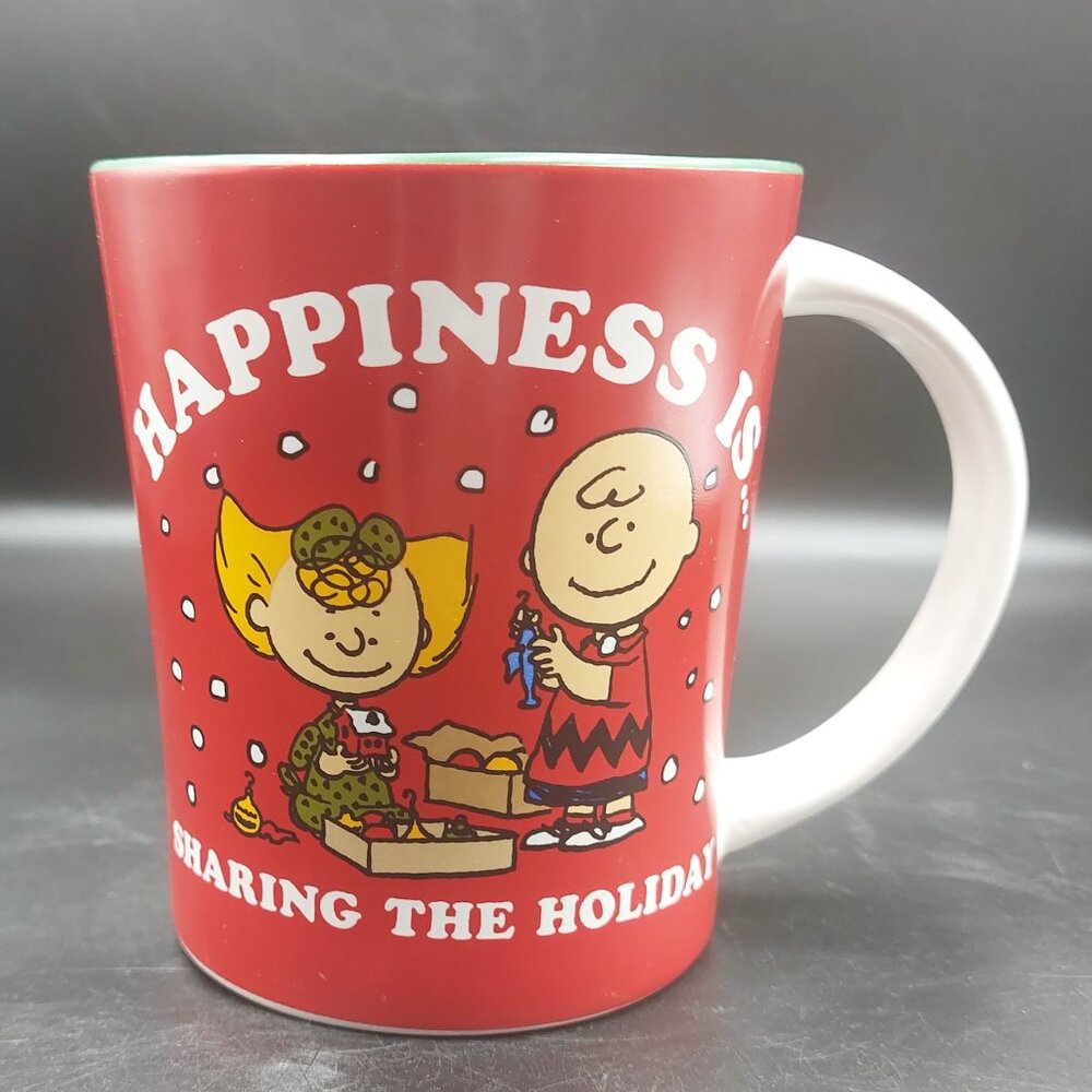 Peanuts Charlie Brown Coffee Mug Happiness Is Sharing Holidays Christmas Gibson